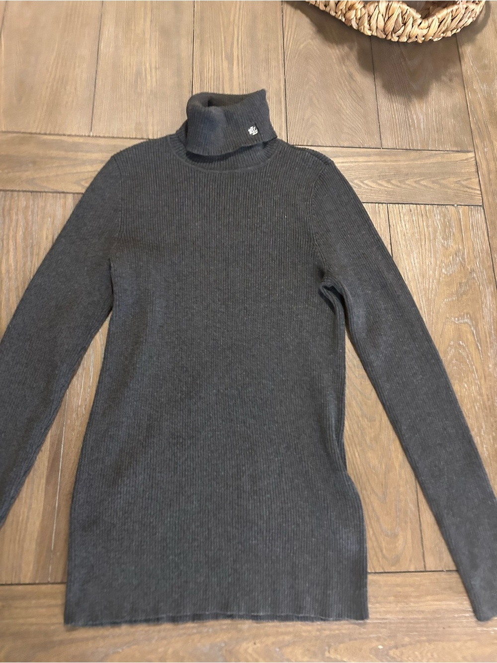 Lauren Ralph Lauren Charcoal Ribbed Turtleneck Sweater